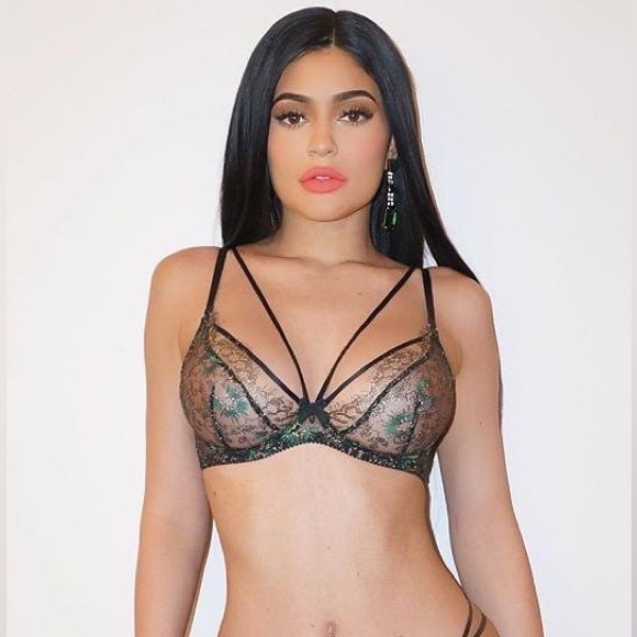 AGENT PROVOCATEUR CASTALIA Blk Gold Green FLORAL LACE BRA AND PANTY SET 34D NWOT - Picture 5 of 8